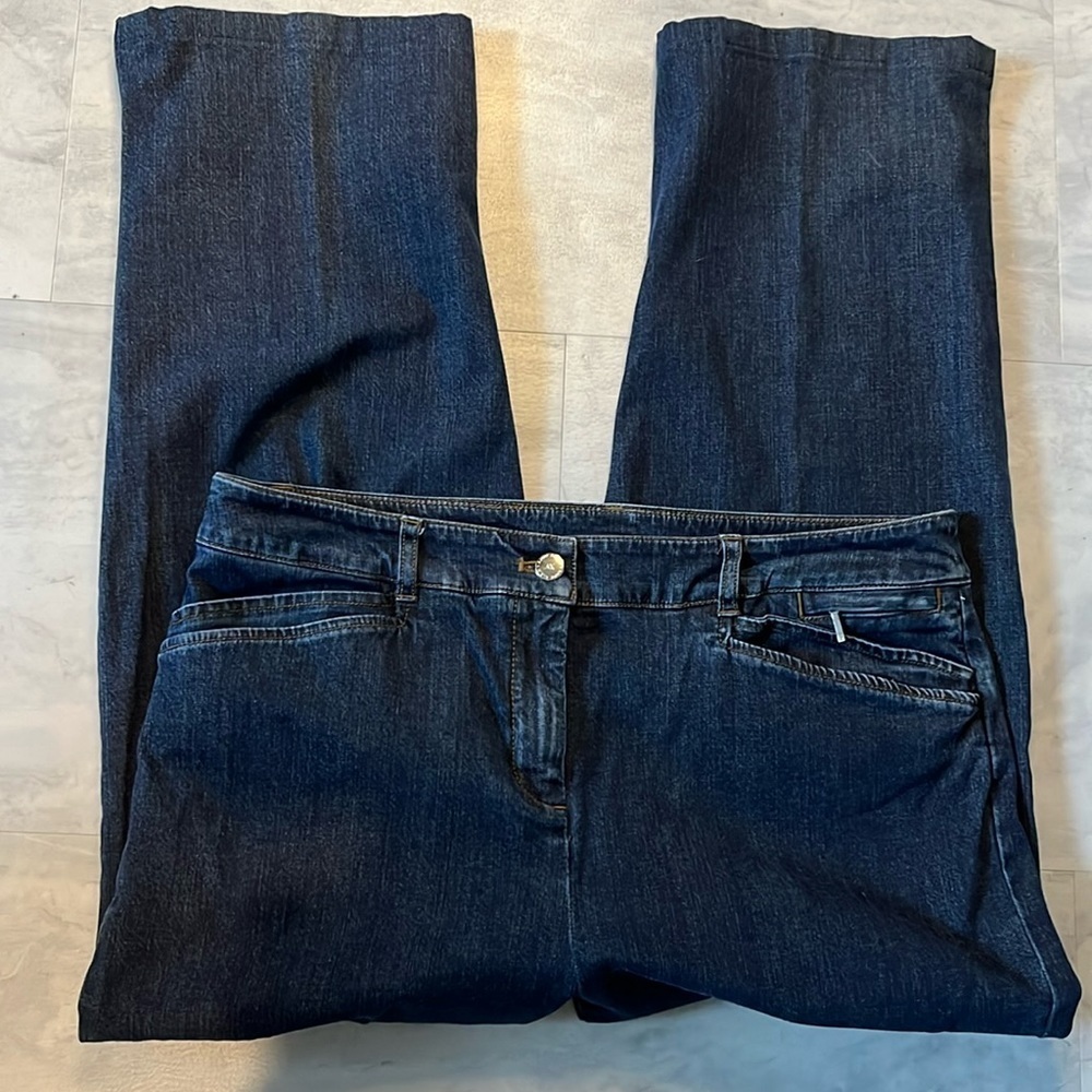 Anne Klein Stretch jeans Midrise dark wash Unique pocket design Size 14P